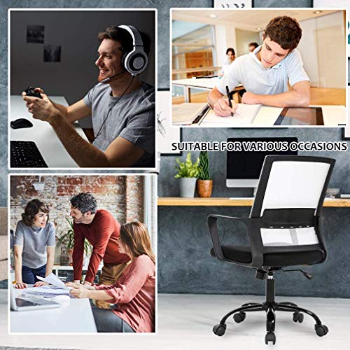 2 Pack Mesh Office Chair,Desk Chair, Computer Chair Swivel Rolling Executive Lumbar Support Task Mesh Chair Metal Base for Women&Men,Ergonomic Executive Chair with Armrests,White
