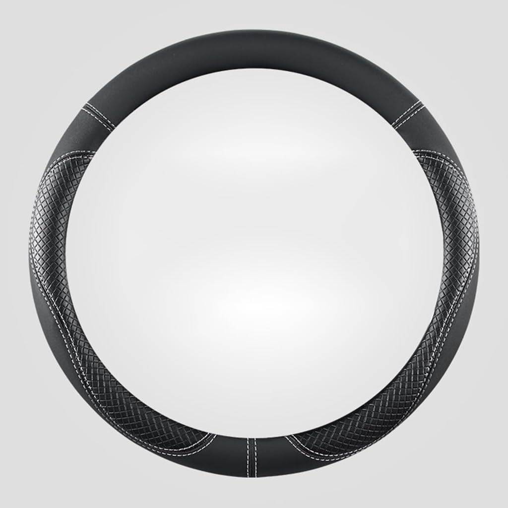 ZWDFDC Car Steering Wheel Cover for Citroen C5 Aircross AIRCROSS Hybrid C8 C-Crosser, Soft Non-Slip & Breathable GripEnhanced Grip, Comfortable & Durable,O型-Black Beige