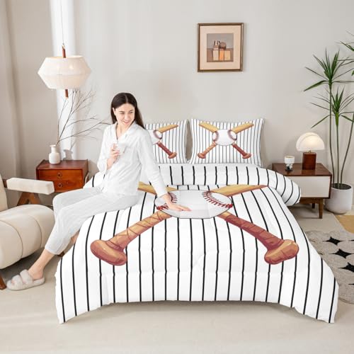 Image of Feelyou Baseball Comforter Set King Size Bedding Set for Kids Teens