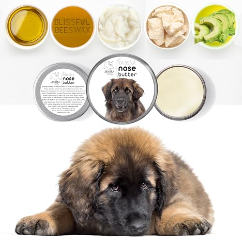 Image of The Blissful Dog Leonberger Nose Butter for Dry, Cracked Skin, Lick-Safe Dog Nose Balm with Moisturizing Shea Butter, Almond, Olive, and Essential Oils, Pet Supplies, Uncented, 8 oz.