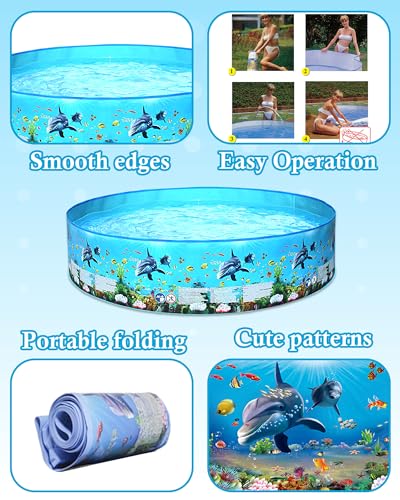 Planschbecken, Sommer-Kinder-Schwimmbad, kein Aufblasen, Kinder-Wasser-Pool-Spielzeug, Hundepool für den Außenbereich, Garten (nicht aufblasbar, 152 x 25 cm)