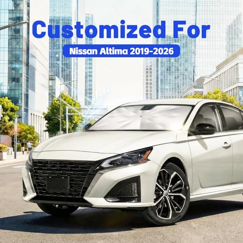Image of Car Windshield Sun Shade for Nissan Altima 2019-2026 -[Reflective Coated Fabric] Sunshade Umbrella for Front Window, Car Shades Sun Visor Keep Car Cool and Protects Interior, 1:1 Exact Fit