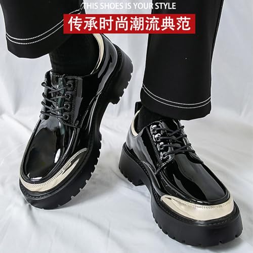 Men's Fashion Color Blocking Lace Up Platform Oxfords Luxury Round Toe Lug Sole Business Office Dress Shoes Daily Breathable Non Slip Low Top Casuals4