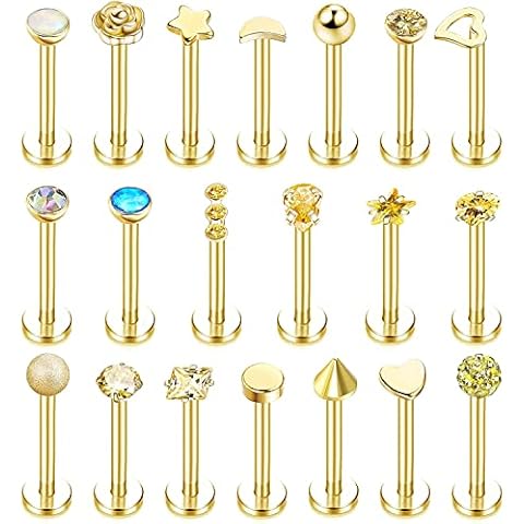 LOLIAS 20 Piezas Tragus Cartílago Piercing Pendientes Cover
