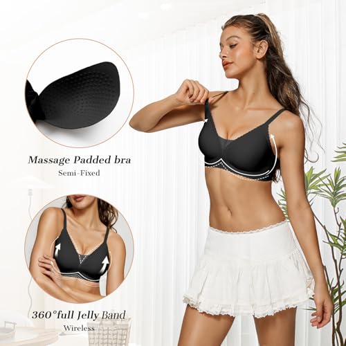 OEAK Womens Comfortable Bras Wireless Bras Push Up Bralettes Scalloped Mesh Bras Seamless Tshirts Bras Deep V Everyday Bras2