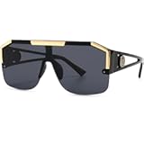Square Oversized Sunglasses Flat Top Shield Sun Glasses for Men Women One Lens Square Shades