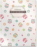 DÉKOKIND Notenheft | DIN A4, 64 Seiten, 12 Notensysteme pro Seite, Inhaltsverzeichnis, Vintage Softcover | Dickes Notenbuch | Motiv: Lustige Eulen