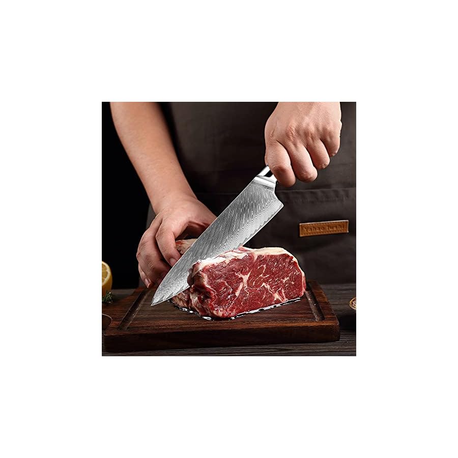 ARCOFF Knife Sets, 4 PCS Damascus Steel Knife Japanese Vg10 Super Steel Sharp Chef Knife Kitchen Slicing Santoku Paring Knives Boning Knife, ARCOFF9058