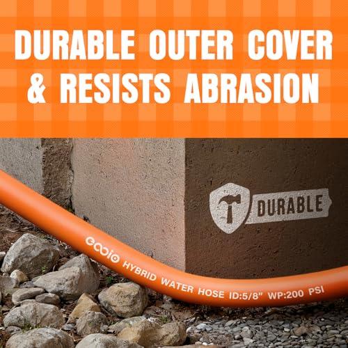 Image of Garden Hose 15 ft x 5 /8 inch, NON-EXPANDING Flexible Water Hose, Kink Resistant Lightweight Hybrid Hose, Leakproof Yard Hose with Male to Female Fittings