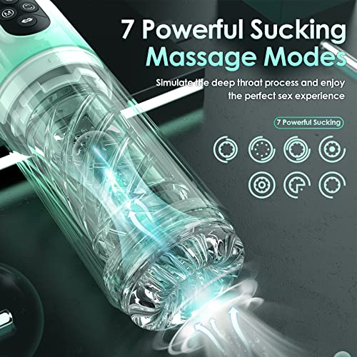Image of jodiyece Male Masturbator Penis Pump - Male Sex Toys for Men Sex Toy Pocket Pussies 7 Thrusting Rotating Vibrating Sucking Licking Stroker Adult Toys Vacuum Pumps & Enlargers LCD APP (Blue)