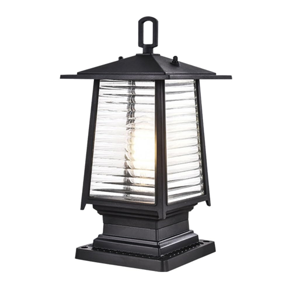 Farola de aluminio fundido a presión negro y vidrio con diseño moderno solar
