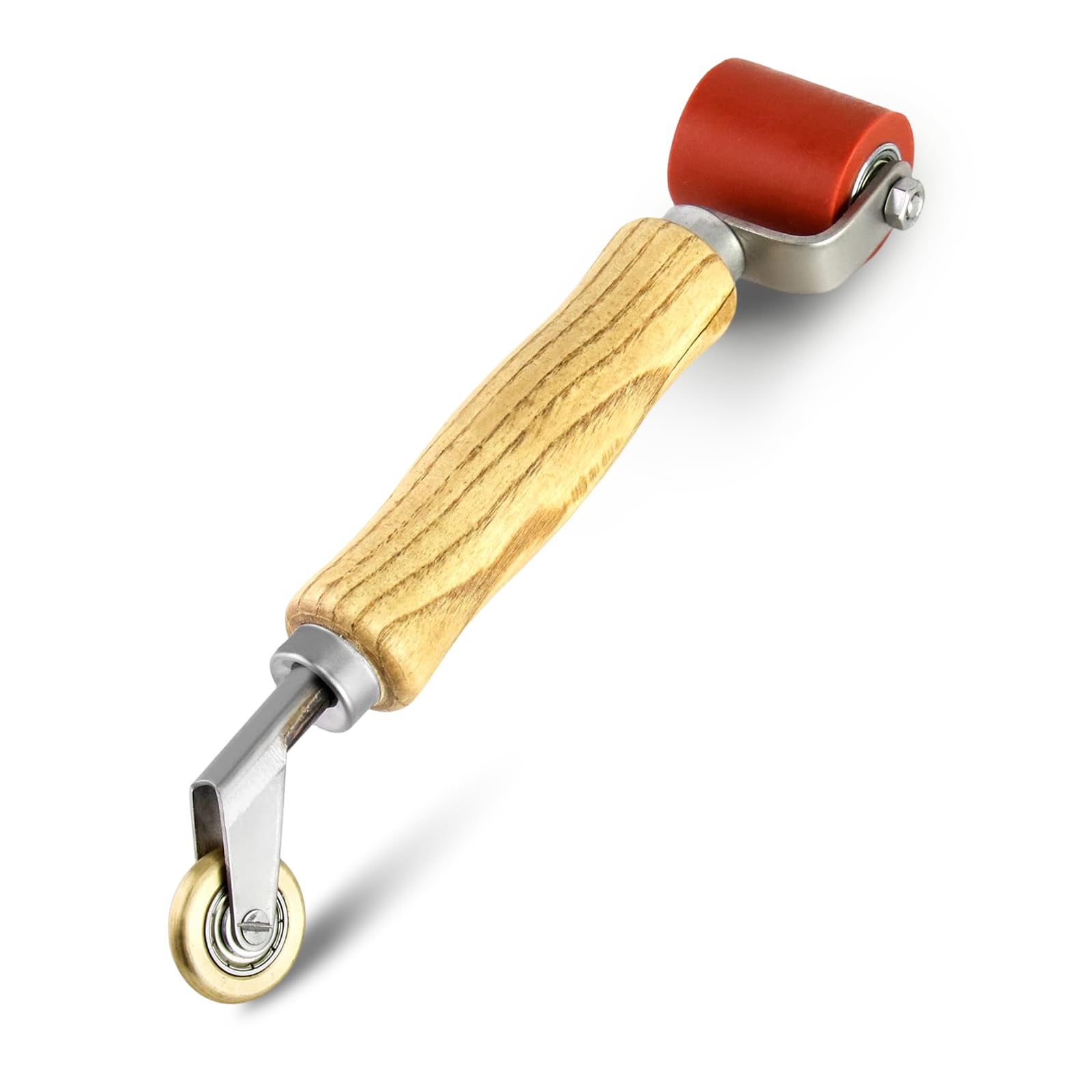 Eidoct Red 2 In 1 Seam Roller, Double Head Heat Resistant Seam Roller, 40Mm Silicone Seam Roller And 6Mm Interal Corner Brass Penny Roller For Pvc/Tpo/Epdm Ply Roofing Tape, Sound Deadening, Banner, Wallpaper