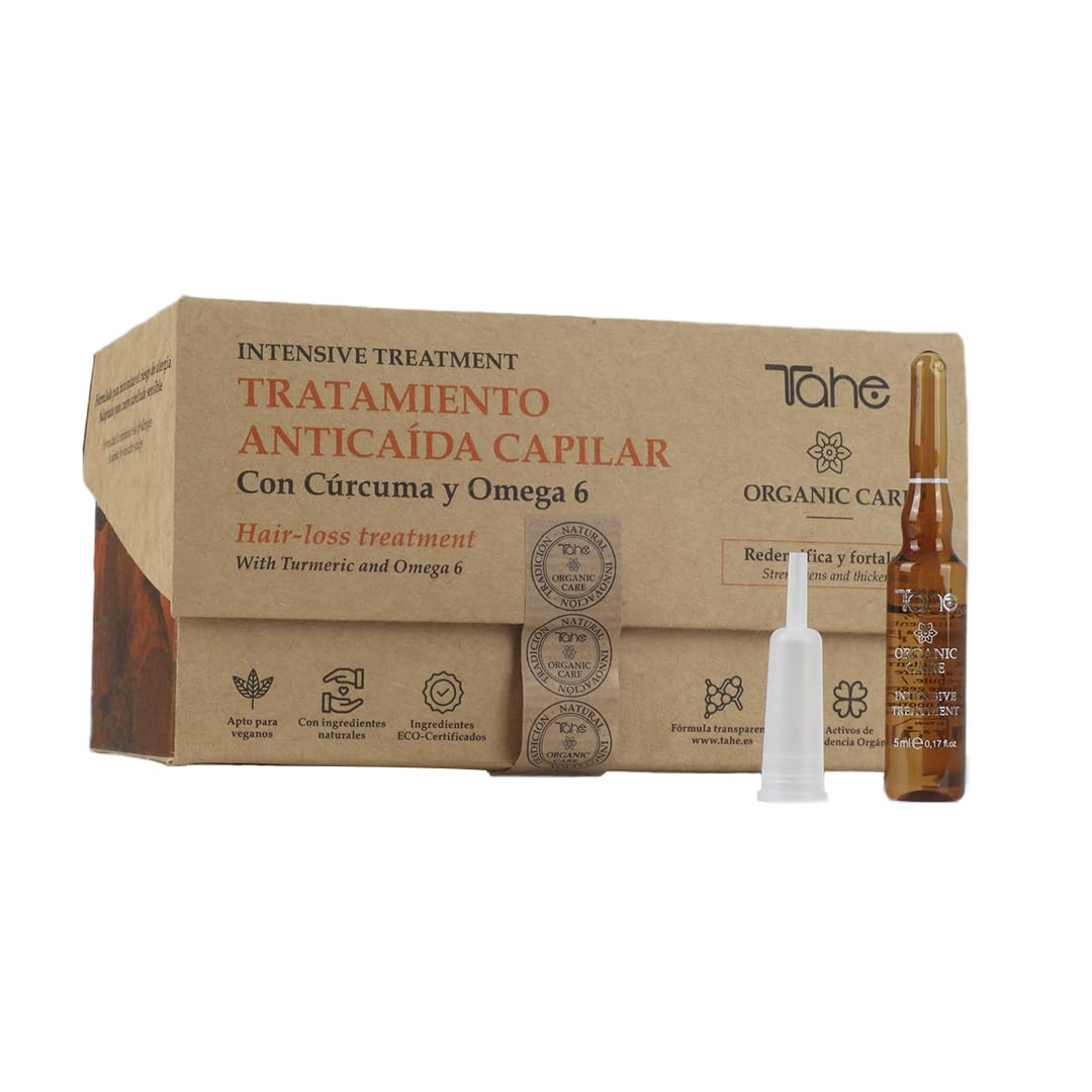 Tahe Organic Care Shampoo intensivo e pacchetto di trattamento contro la perdita dei capelli, 375 ml