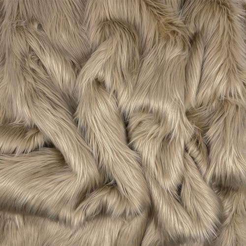 Barcelonetta Faux Fur Fabric | Pre-Cut Fur Squares for Sewing, DIY Crafts, Costumes, Upholstery | Soft, Vegan Faux Fur | Material for Plush Toy Projects (Beige, 10' X 10')