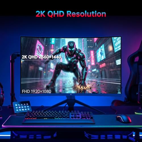 Image of KTC 27 Inch 240Hz Curved Gaming Monitor, 2K QHD 2560x1440P Computer Monitor with 1000R, 2500:1 Contrast, Adaptive Sync, DP 1.4, HDMI 2.0, VESA, Tiltable, H27S25E