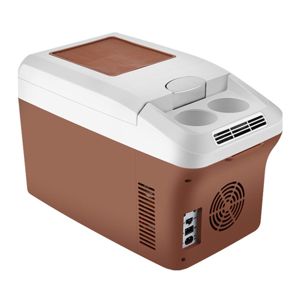 Mini Nevera, refrigerador del Coche, un refrigerador y un Calentador, 15L refrigerador portátil, Fuente de alimentación DC + AC/Enfriador electrónica de Silencio, marrón