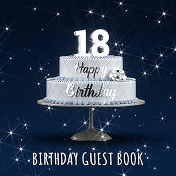 Paperback Happy 18th Birthday: Birthday Party Guest Book with 110 Pages - Blue Edition Book