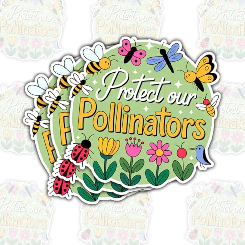 (3 Pcs) Protect Our Pollinators Butterflies Bugs Bees and Hummingbirds Nature Sticker –...