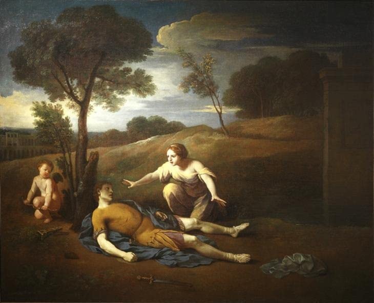 Pyrame et Thisbé Peinture Murale en Toile d'Art Classique pour Salon 60x90cm