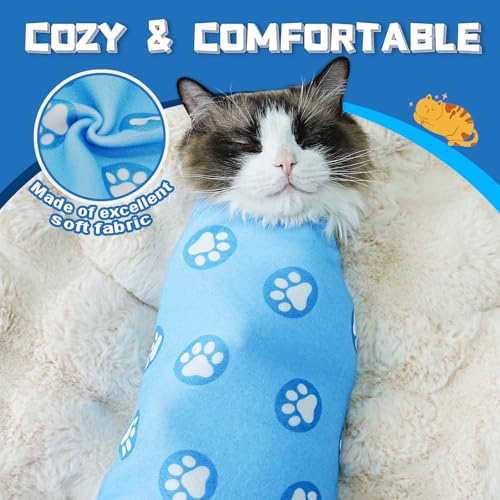 Image of Supet Cat Wrap for Cutting Nails, Self-Adhesive Cat Grooming Wrap, Anti-Scratch Cat Wrap for Grooming, Ideal for Medicine, Nail Clipping, Teeth Brushing, Ear Cleaning