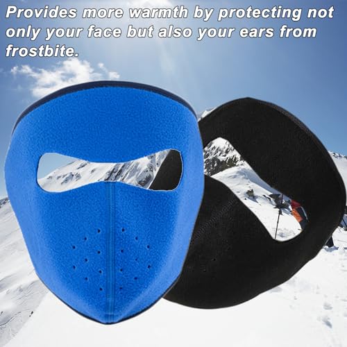 LYQQY Winter Winddichte Maske, 2 Stücke Winter Kalt Beweis Maske Outdoor Sports Winddicht Ski Gesichtsmaske Winddicht, Anti-Staub, Motorradmaske für Motorrad, Radfahren, Skifahren, Schwarz,Blau