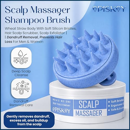 Image of Scalp Massager Shampoo Brush, Eco-Friendly Wheat Straw Body With Soft Silicon Bristles, Hair Scalp Scrubber, Scalp Exfoliator | Dandruff Removal, Prevents Hair Loss For Men, Women (Jb-35)