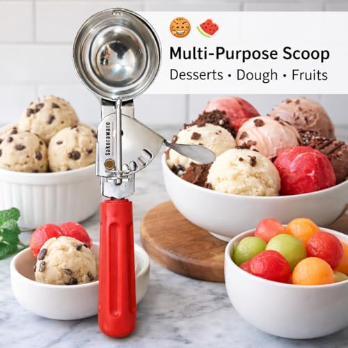 Image of Sakoraware Stainless Steel Easy Trigger Icecream Scoop ice Cream Spoon Large Size Multifunctional Durable Smooth Trigger for Effortless Scooping of Ice Cream Sorbet Perfect Portion Size 1 Piece