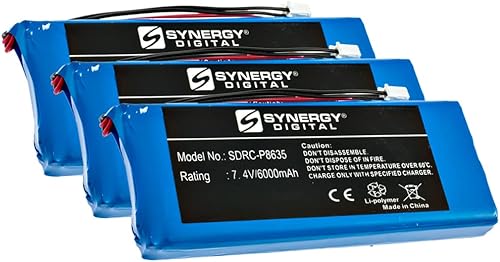 Synergy Digital RC Hobby Batteries, Compatible with DJI Phantom 4 Pro Remote Controlle RC Hobby, (Li-Pol, 7.4V, 6000mAh), Combo-Pack Includes 3 x