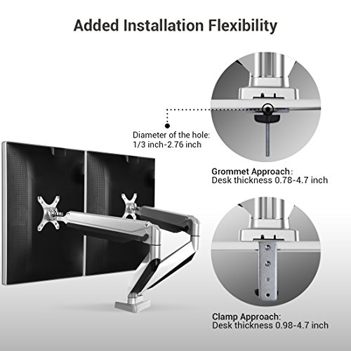 Loctek Dual Arms Desk Monitor Mounts Fits Most 10''-27'' Monitor (D7D) - Thumbnail 5