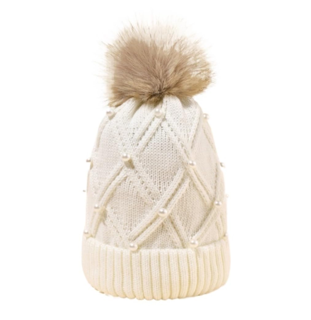 Mützen Winter Mützen Winter-Frauen-Bommel-Beanie-Mütze, Slouchy-Schnee-Strick-Schädel-Ski-Mütze Für Männer Und Frauen Wintermütze (Color : F, Size : One Size)