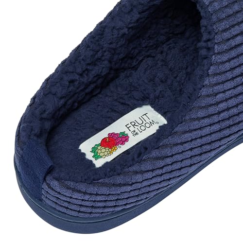 Fruit of the Loom Men's Memory Foam Slippers - Fleece Waffle Clog - Indoor/Outdoor, Pantuflas Machine Washable - Navy - EXTRA LARGE - image 4
