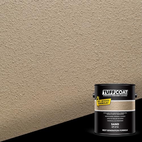 Image of Tuff Coat Medium Texture Rubberized Non-Skid Deck Coating - Textured Non-Slip Safety Surface for Pool Decks, Docks, Boat Ramps, Patios, Walkways & High-Traffic Areas (UT-216 Sand 5-gallon)
