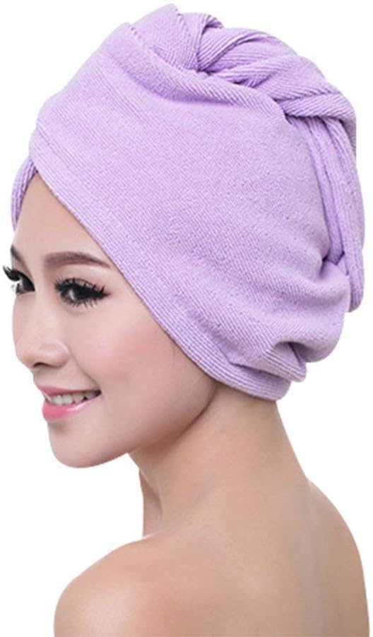Toalha Touca Banho Feminina para Secagem Rápida dos Cabelos (LILÁ...