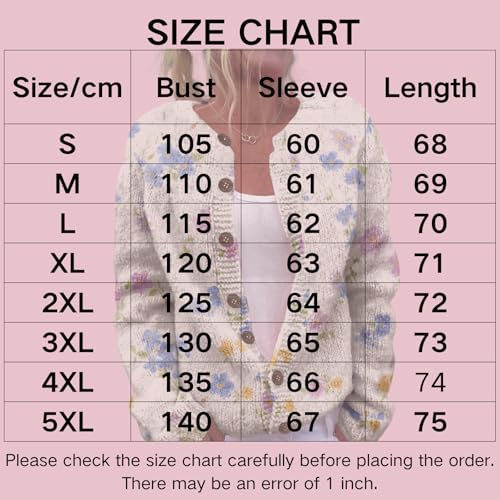 MARSVOVO Cardigan for Women Novelty Print Long Sleeve Open Front Button Down Knit Coat Fall Winter Knitted Outerwear2