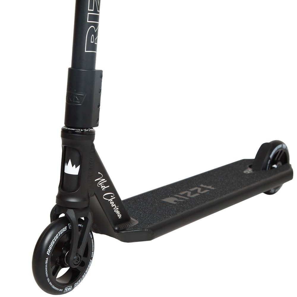 NKD Stunt Scooter Rizz wysokowydajne łożyska ABEC-9, kierownica 360° do freestyle, wytrzymały stop aluminium 6061