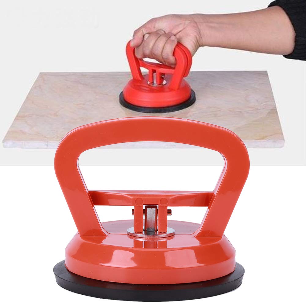 Levantador de ventosa de 4.7", 50 kg / 110.2 lb Extractor de ventosa de vidrio con garras simples para pisos de baldosas de cerámica, ventosa resistente al vacío con mango antideslizante, naranja