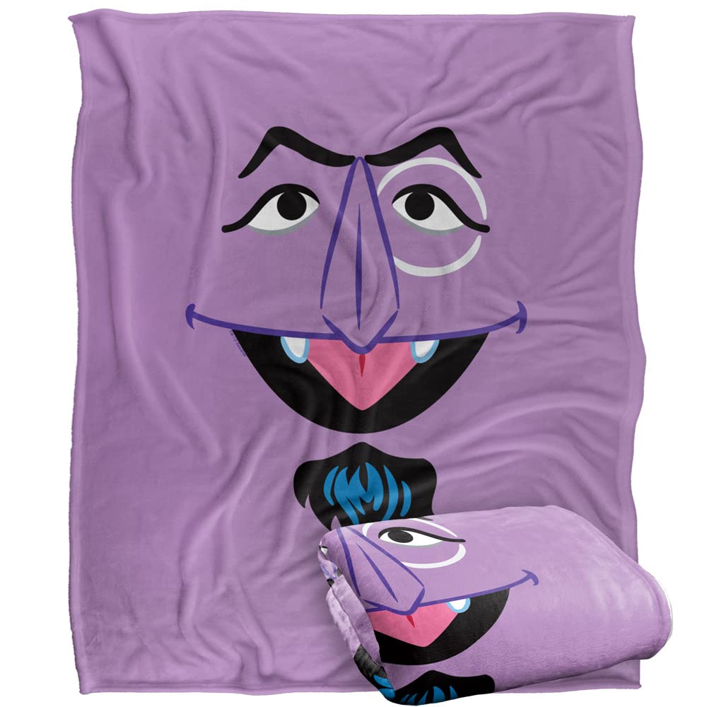 Logovision Count Face Sesame Street Officially Licensed Silky Touch Super Soft Throw Blanket 152 X 127 Cm