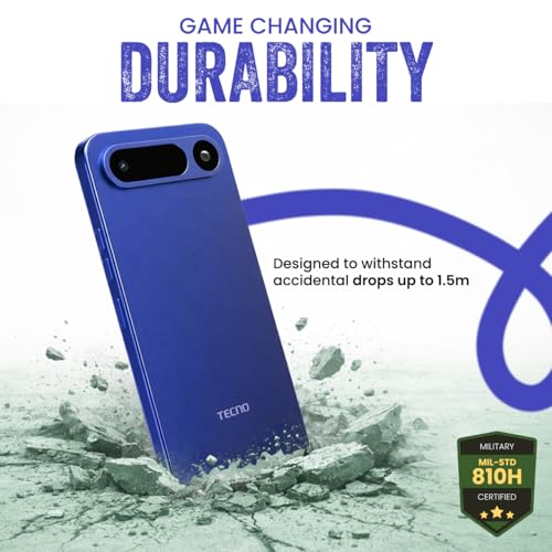 Image of Tecno POP X 5G (Midnight Blue, 6GB+128GB) | 6500mAh+45W Fast Charger | IP64 Pro | MIL-STD 810H Protection | Upto 18GB* RAM | Fastest 8X Network Speed* with URSP | 120Hz Smooth Display | 50MP Camera