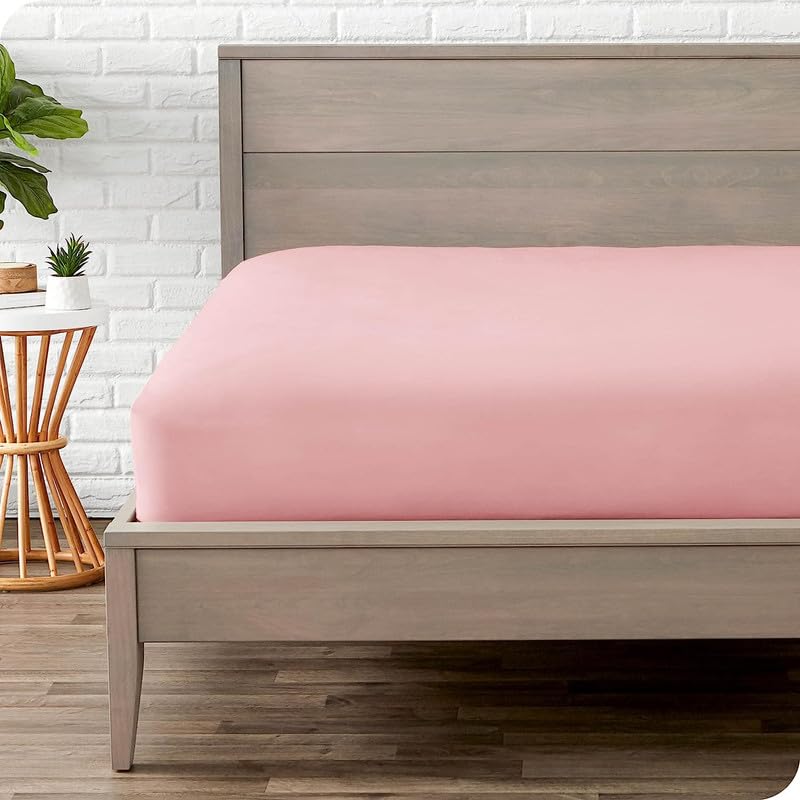 Rajasthan Crafts Soft Brushed Microfibre Solid Colour Fitted Queen Bedsheet with 2 Pillow Covers - Shrinkage & Fade Resistant Plain Colour Bedsheet - Fits Upto 8 inch Mattress (60x72 Inches, Pink) (B0CWV8SHGL) Amazon Price History, Amazon Price Tracker