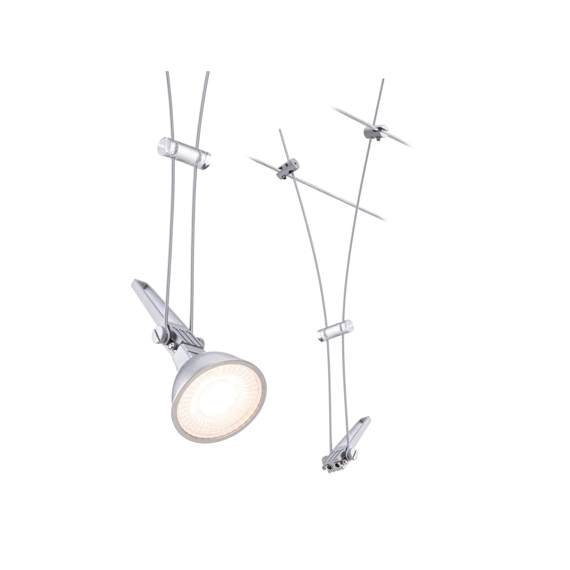 Paulmann Comet Sistema de Cableado, Foco, Corduo, Corriente Continua, Máx. 12 V 50 W, Bombilla Tipo GU5,3, Sistema de Cableado, Bombilla No Incluida, Cable Metálico, Color Cromado Mate, 94487