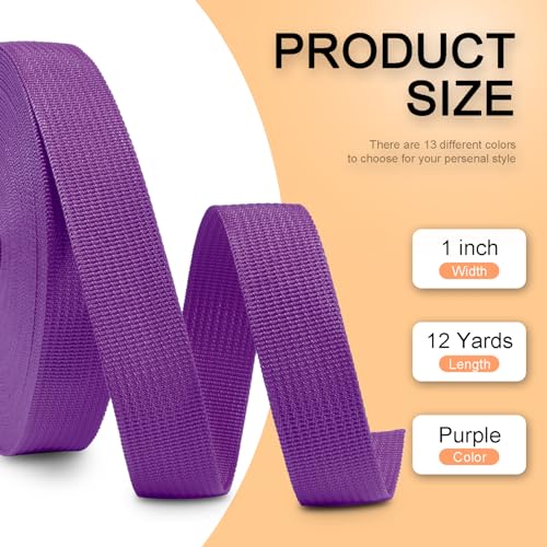 Image of CooBigo 12 Yards Webbing 1 inch & 1.5 inch & 2 inch Polypropylene Webbing Strap 1 Inch 1.5 Inch 2 Inch Wide Webbing Strapping for Bags /Lawn Chair /Pool Solar Cover DIY Crafting