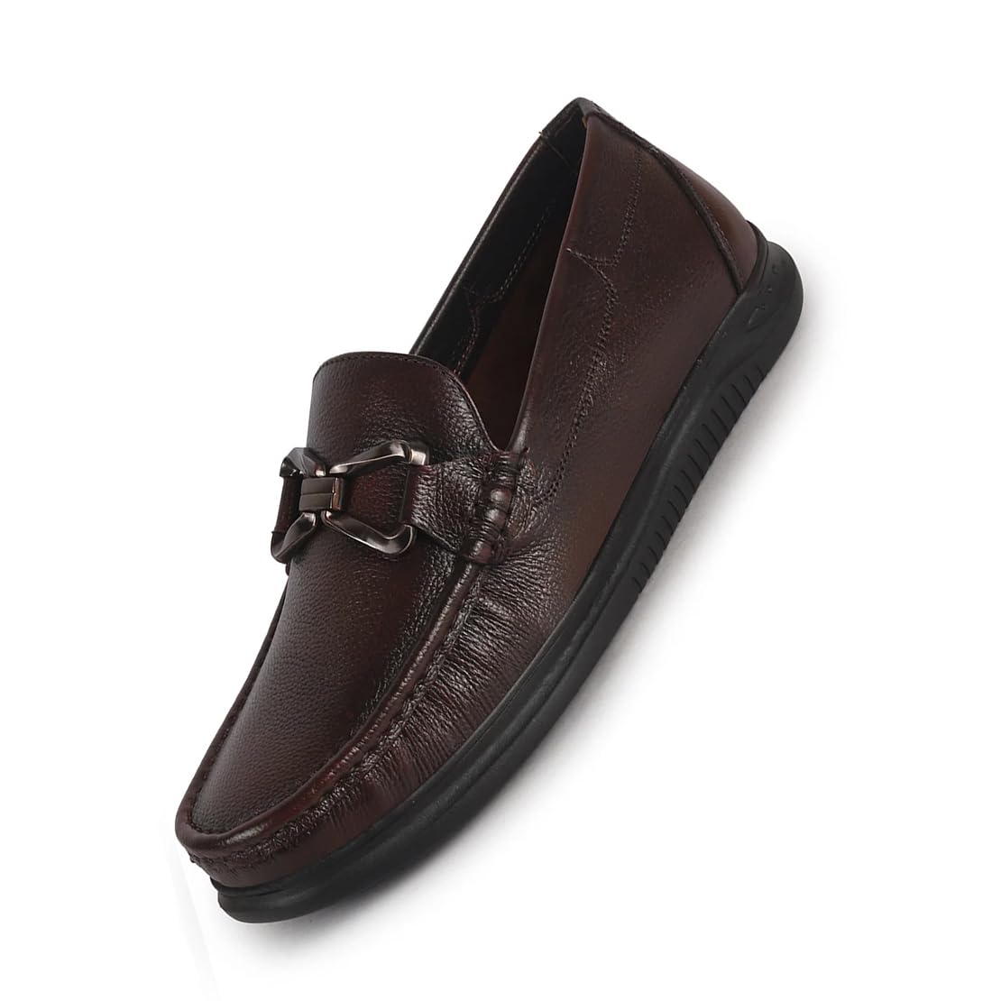 Men Genuine Leather Bow Design Round Toe Formal Loafer and Moccasin for Office, Events, Meetings | Flatform EVA Sole with Long Comfort, Slip Resistant-image-9