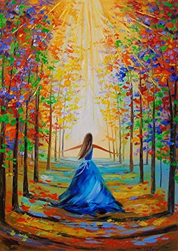 DIY Paint by Numbers for Kids & Adults Student Beginner, Canvas Oil Painting Kits for Arts Craft Home Wall Decor,Drawing with Paintbrushes by Number,16x20 Inch(Forest Girl)