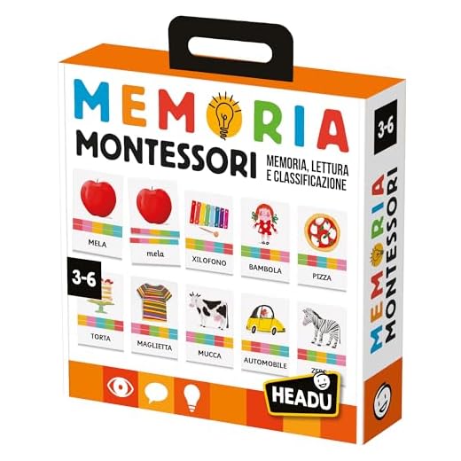 Headu Memoria Montessori Memoria Lettura e Classificazione It57281 Gioco Educativo per Bambini 3-6 Anni Made in Italy