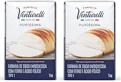FAMIGLIA VENTURELLI Farinha De Trigo Tipo 1 Famiglia Venturelli Puríssima 1 Kg - 2 Unidades