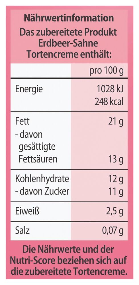 Dr. Oetker Erdbeer-Sahne Tortencreme, 11 x 113 g, Cremepulver für Tortencreme mit gefriergetrockneten Erdbeerstücken und Erdbeerpulver, gelingsichere Zubereitung von Tortenkreationen