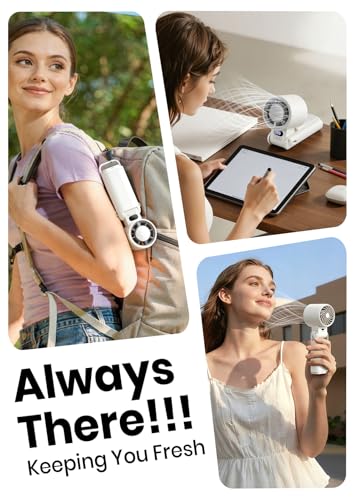 Image of Portable Handheld Turbo Fan, 1-199 Speed Adjustable with LED Display, High-Power Motor, Rechargeable Battery, 4 IN 1 Pocket Design Mini Fans for Indoor /Outdoor /Travel /Work, White