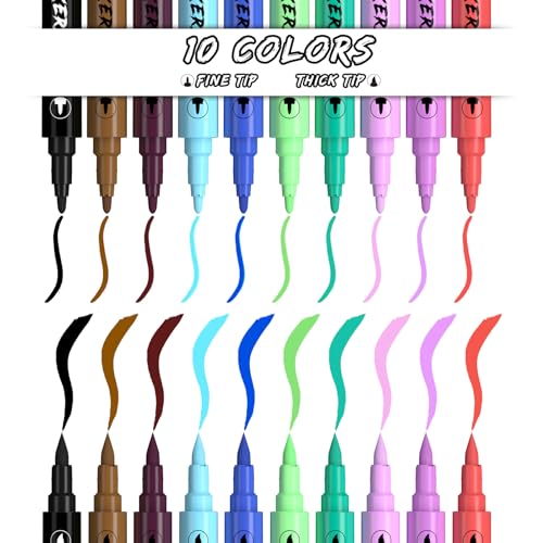 PFARRER Temporary Tattoo Markers for Skin 10 Body Markers for Kids and Adults Dual-End Tattoo Pens with Bold and Fine Lines safty ink ZYH2312111 - Image 3