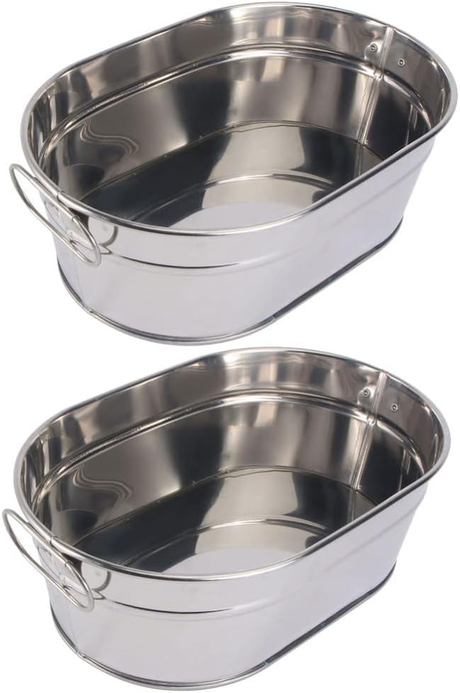 Yardwe 2pcs Seafood Bucket Beverage Tub Galvanized Bucket