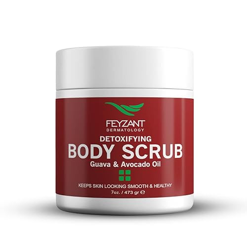 Exfoliante corporal para el cuidado de la piel con aceite de guayaba y aguacate, exfolia e hidrata suavemente para una piel suave y juvenil mientras